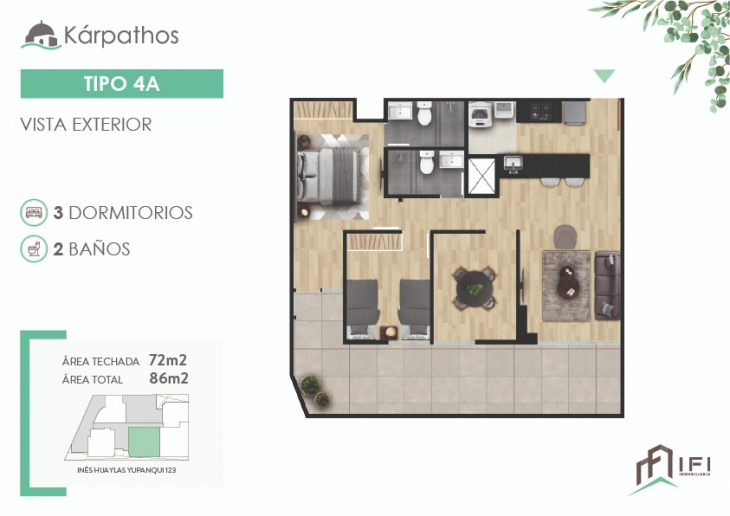 Plano del modelo TIPO 4A del proyecto KÁRPATHOS en San Miguel