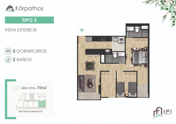 Plano del modelo TIPO 5 del proyecto KÁRPATHOS en San Miguel