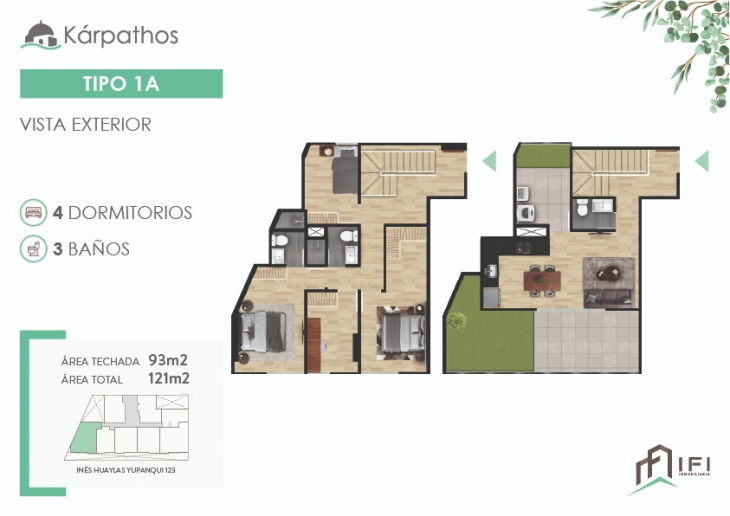 Plano del modelo TIPO 1A del proyecto KÁRPATHOS en San Miguel