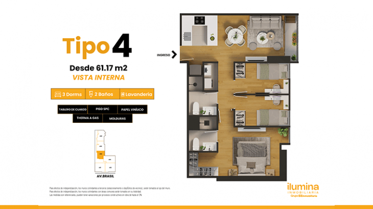 Plano del modelo Tipo 4 del proyecto BROADWAY RESIDENCIAL en Cercado De Lima