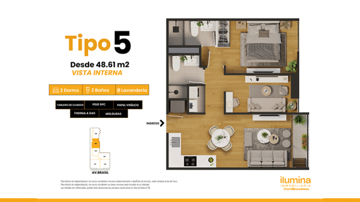 Plano del modelo Tipo 5 del proyecto BROADWAY RESIDENCIAL en Cercado De Lima