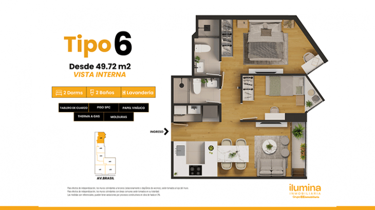 Plano del modelo Tipo 6 del proyecto BROADWAY RESIDENCIAL en Cercado De Lima