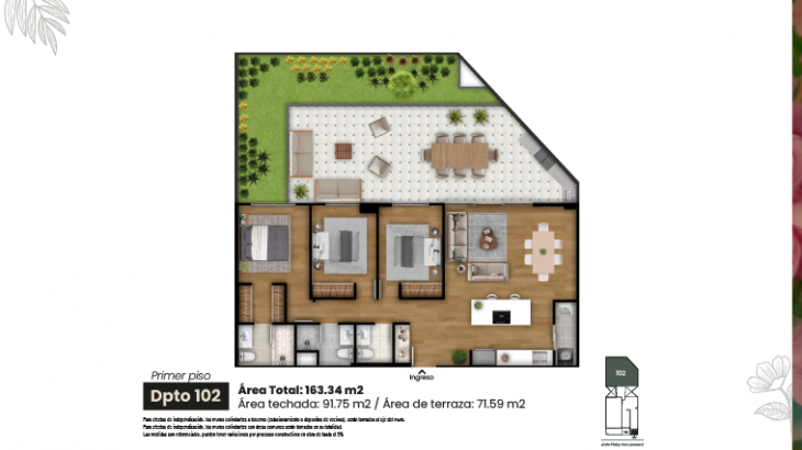 Plano del modelo Tipo 2-A del proyecto VON LEONARD en San Borja