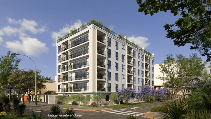 Fachada principal del proyecto Polo Springs en Santiago De Surco