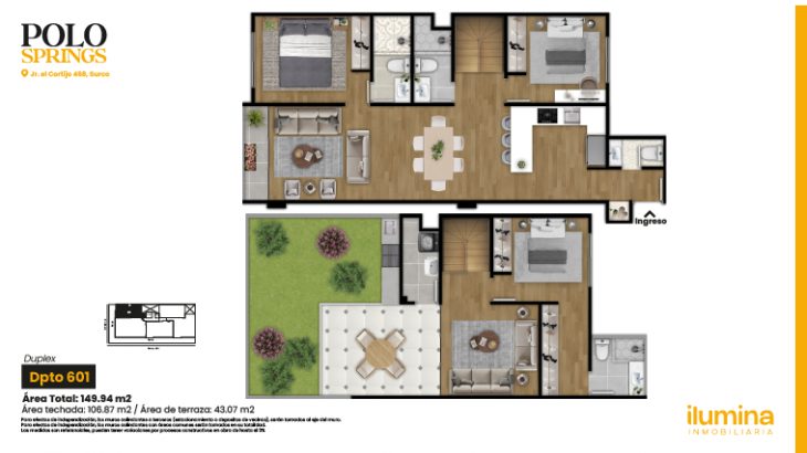 Plano del modelo Tipo 1D del proyecto Polo Springs en Santiago De Surco