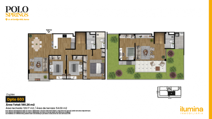 Plano del modelo Tipo 3D del proyecto Polo Springs en Santiago De Surco