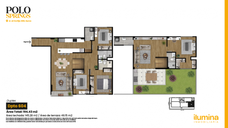 Plano del modelo Tipo 4D del proyecto Polo Springs en Santiago De Surco