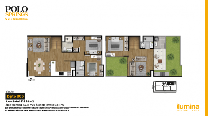 Plano del modelo Tipo 5D del proyecto Polo Springs en Santiago De Surco