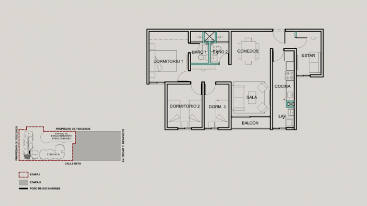 Plano del modelo 3D+C+E del proyecto Alto Metro Park en Callao