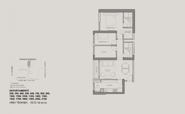 Plano del modelo 2D+E+C del proyecto Concepto Ocean Breath en San Miguel