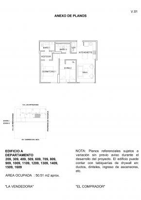 Plano del modelo 3 Dormitorios + Cocina del proyecto Concepto Unity Park - Etapa 2 en Santiago De Surco