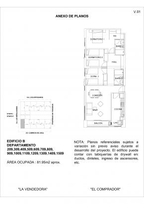 Plano del modelo 3 Dormitorios + Cocina del proyecto Concepto Unity Park - Etapa 2 en Santiago De Surco