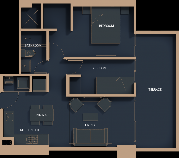 Plano del modelo 2D+K del proyecto THE NEW YORK TOWER en Surquillo
