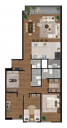 Plano del modelo 2D+E+K del proyecto LE CHATELET en San Isidro