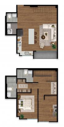 Plano del modelo 1D+E+K del proyecto LE CHATELET en San Isidro