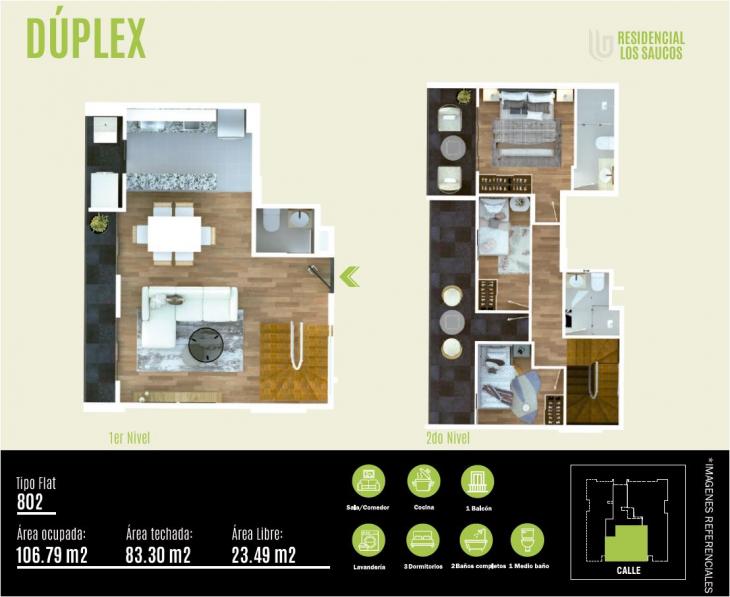 Plano del modelo E del proyecto RESIDENCIAL LOS SAUCOS - RECAUDADORES 32 en Ate