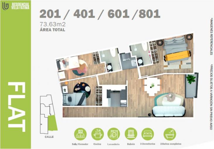 Plano del modelo TIPO C del proyecto RESIDENCIAL VILLA FATIMA en Lince