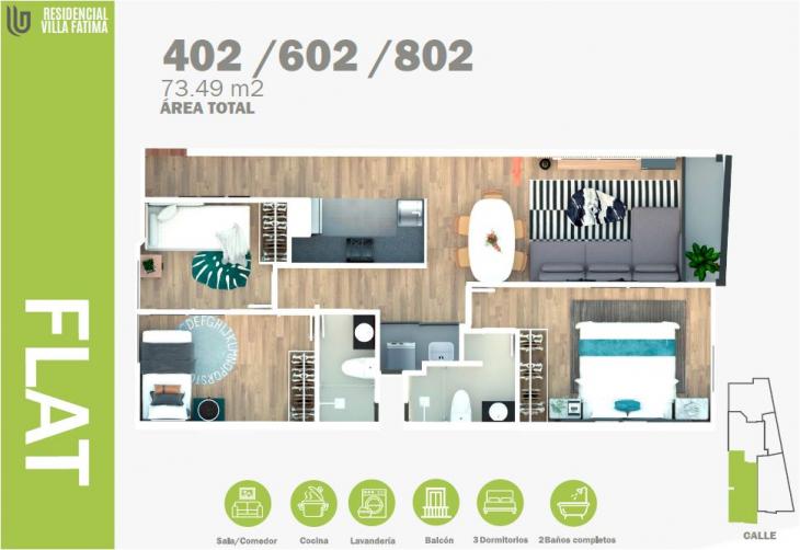 Plano del modelo TIPO D del proyecto RESIDENCIAL VILLA FATIMA en Lince