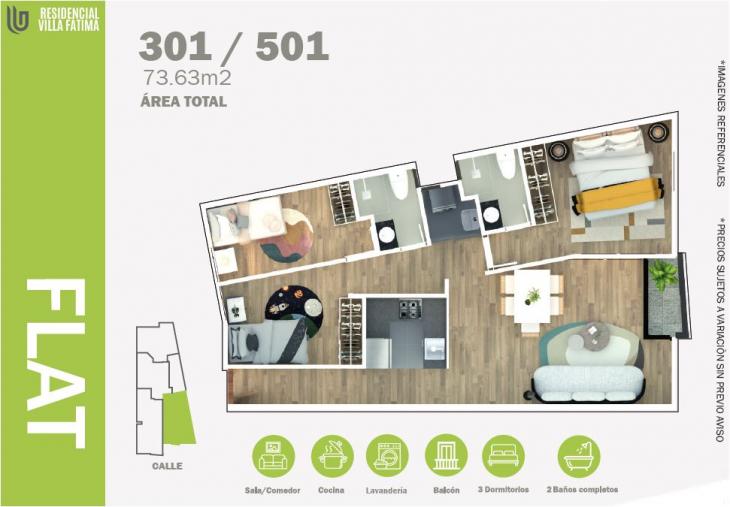 Plano del modelo TIPO F del proyecto RESIDENCIAL VILLA FATIMA en Lince