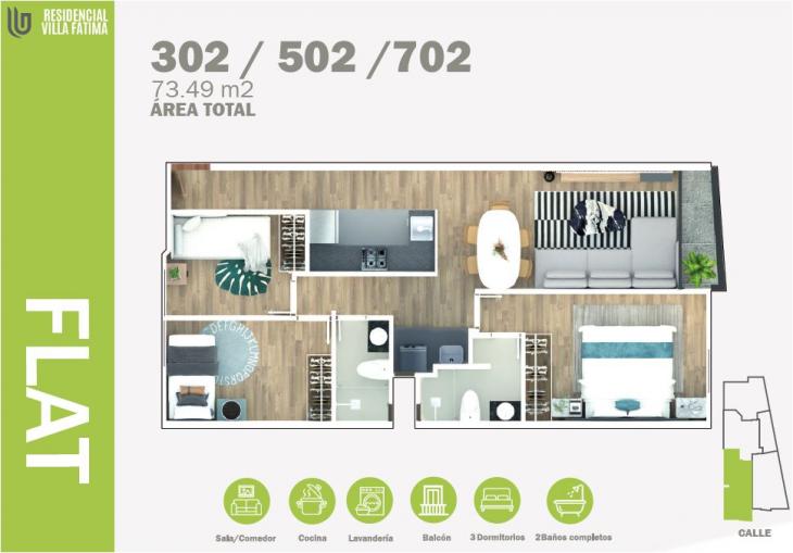 Plano del modelo TIPO G del proyecto RESIDENCIAL VILLA FATIMA en Lince