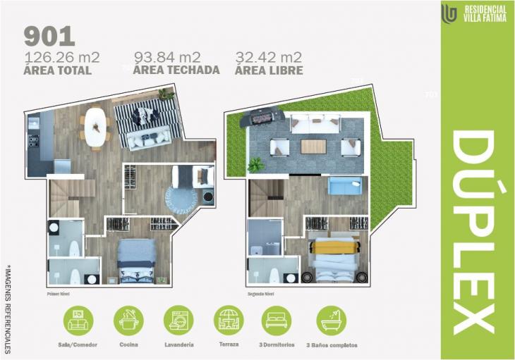 Plano del modelo TIPO H del proyecto RESIDENCIAL VILLA FATIMA en Lince
