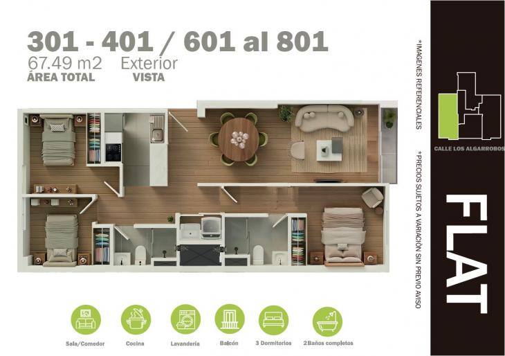 Plano del modelo D del proyecto RESIDENCIAL LOS ALGARROBOS II en Ate