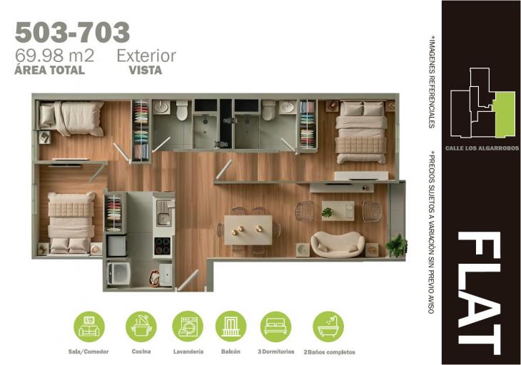 Plano del modelo E del proyecto RESIDENCIAL LOS ALGARROBOS II en Ate