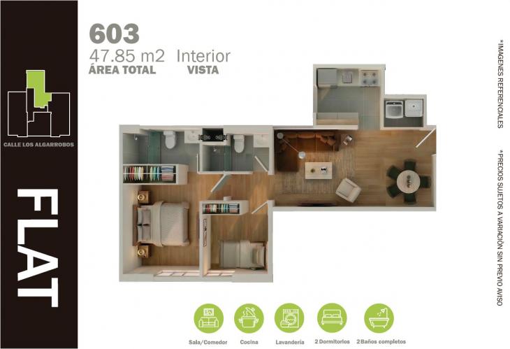 Plano del modelo F del proyecto RESIDENCIAL LOS ALGARROBOS II en Ate
