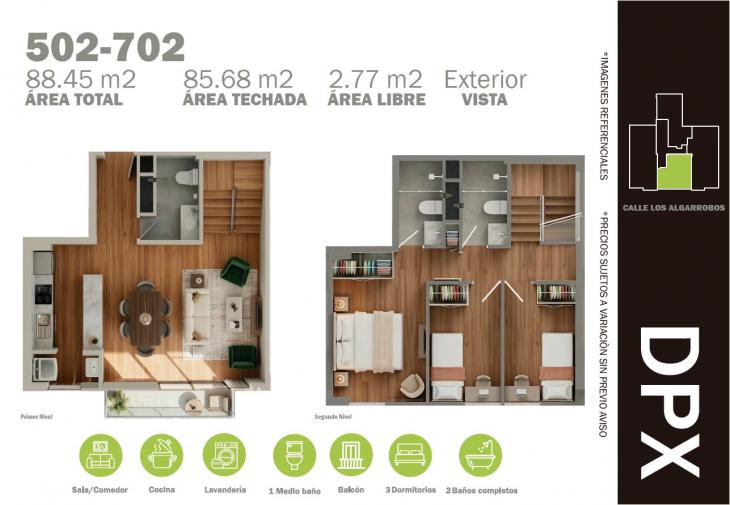 Plano del modelo G del proyecto RESIDENCIAL LOS ALGARROBOS II en Ate