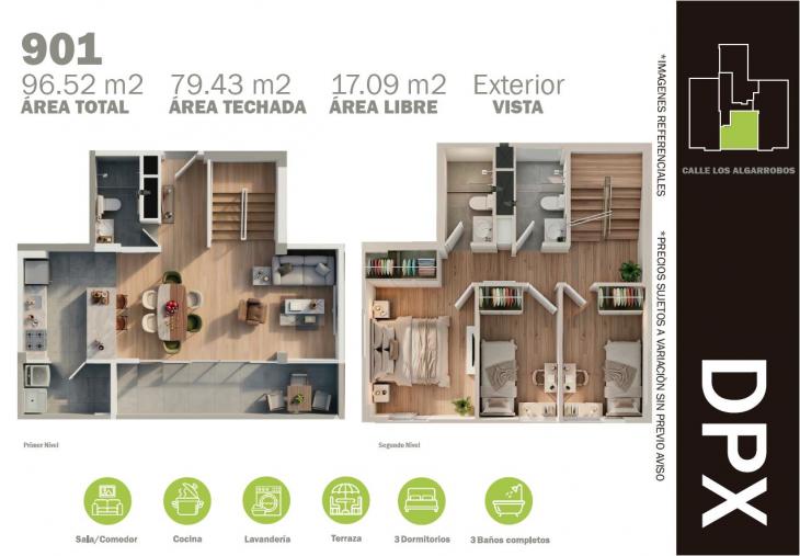 Plano del modelo I del proyecto RESIDENCIAL LOS ALGARROBOS II en Ate