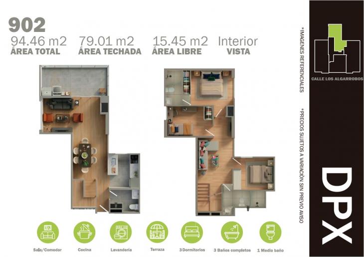Plano del modelo J del proyecto RESIDENCIAL LOS ALGARROBOS II en Ate