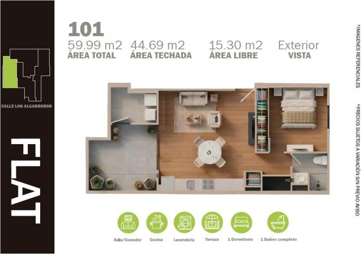 Plano del modelo A del proyecto RESIDENCIAL LOS ALGARROBOS II en Ate