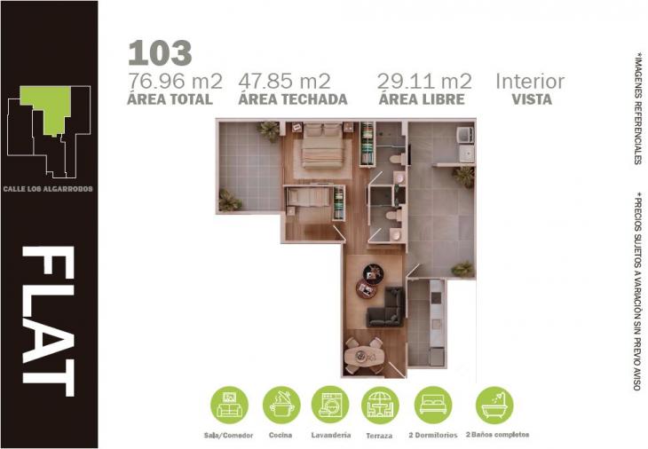 Plano del modelo C del proyecto RESIDENCIAL LOS ALGARROBOS II en Ate