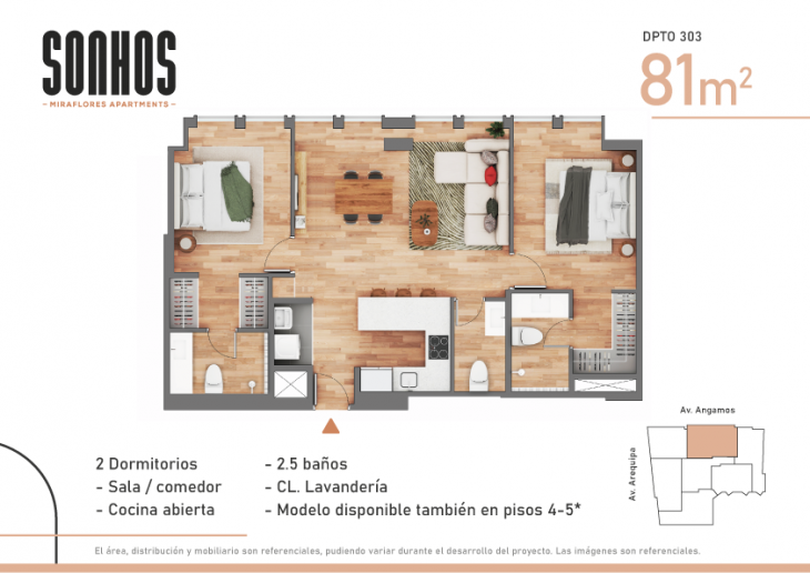 Plano del modelo TIPO 3 del proyecto SONHOS en Miraflores
