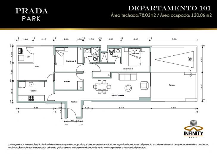 Plano del modelo 101 del proyecto PRADA PARK en Magdalena Del Mar