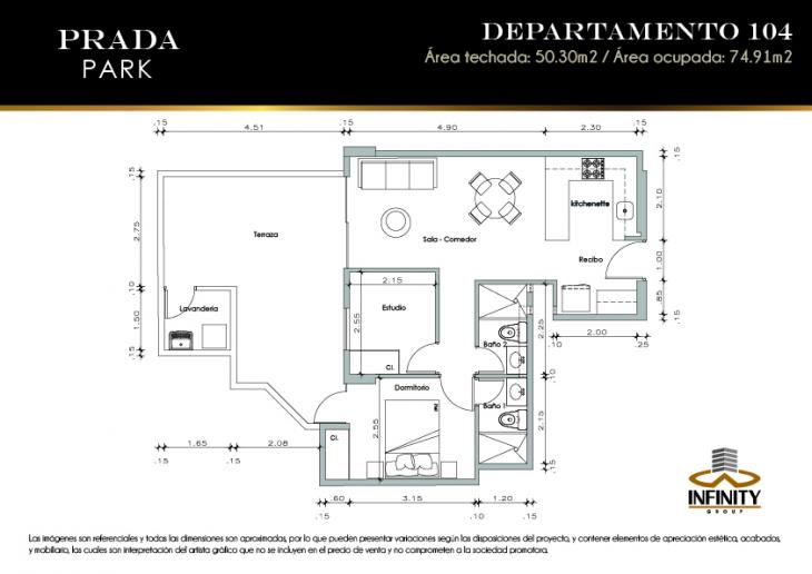 Plano del modelo 104 del proyecto PRADA PARK en Magdalena Del Mar