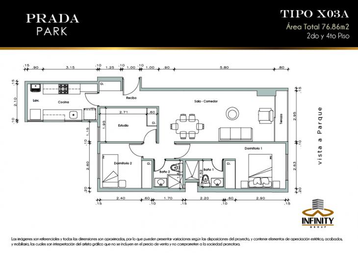Plano del modelo X03A del proyecto PRADA PARK en Magdalena Del Mar