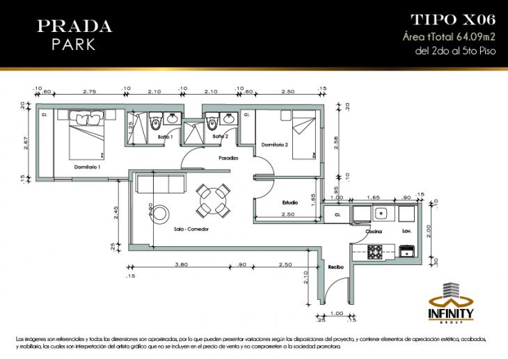 Plano del modelo X06 del proyecto PRADA PARK en Magdalena Del Mar