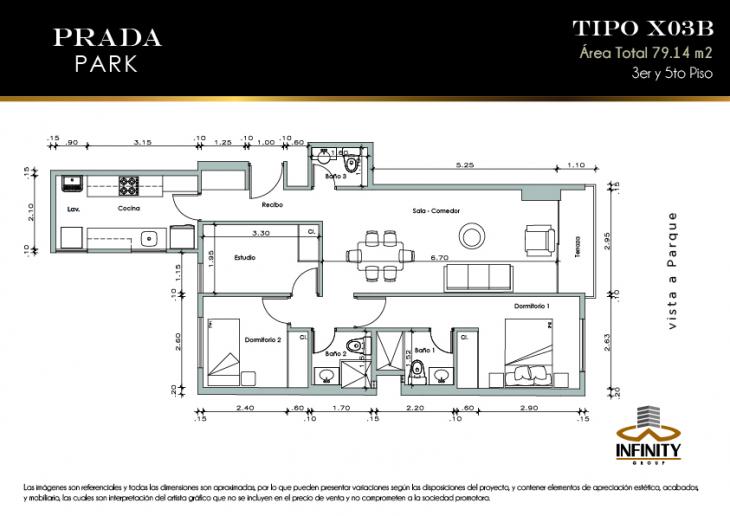 Plano del modelo X03B del proyecto PRADA PARK en Magdalena Del Mar