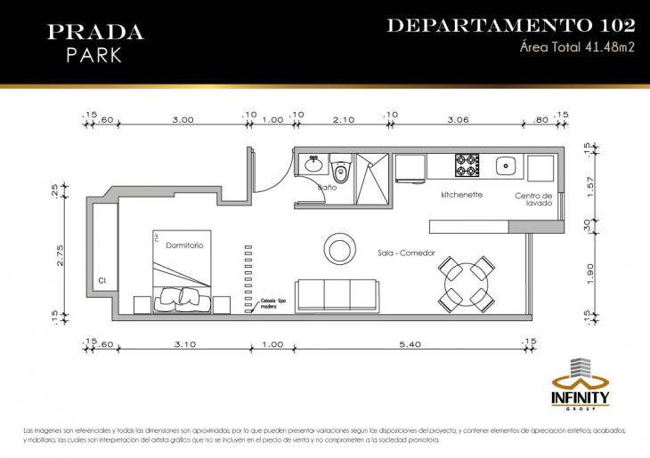 Plano del modelo 102 del proyecto PRADA PARK en Magdalena Del Mar