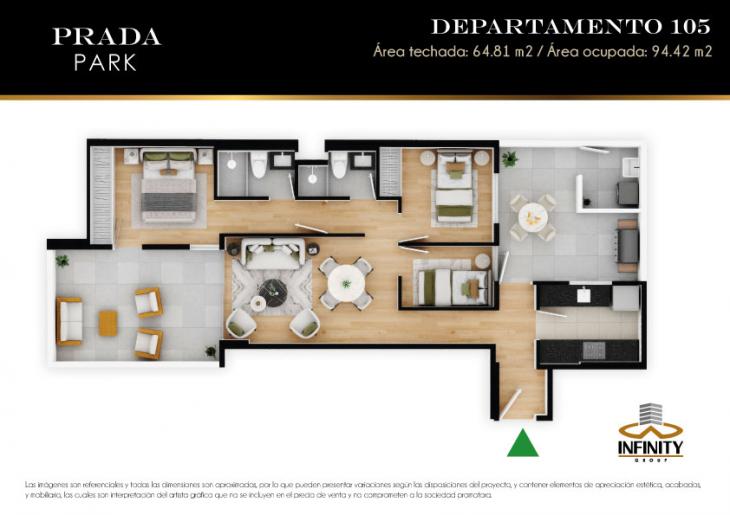Plano del modelo 105 del proyecto PRADA PARK en Magdalena Del Mar