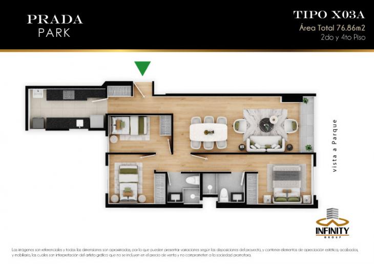 Plano del modelo X03A del proyecto PRADA PARK en Magdalena Del Mar
