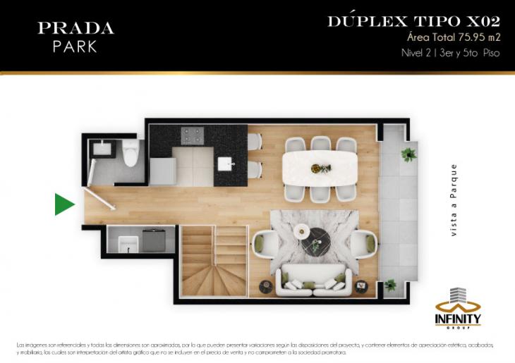 Plano del modelo X02 del proyecto PRADA PARK en Magdalena Del Mar