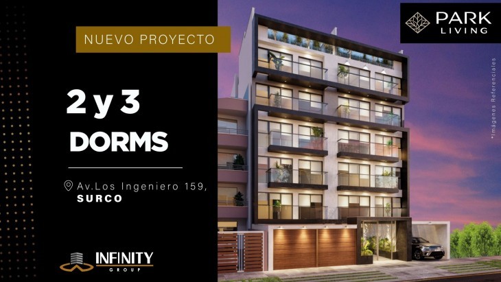 Fachada principal del proyecto PARK LIVING en Santiago De Surco