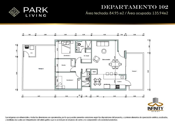 Plano del modelo 102 del proyecto PARK LIVING en Santiago De Surco