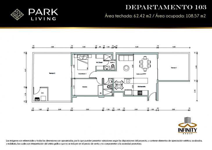 Plano del modelo 103 del proyecto PARK LIVING en Santiago De Surco
