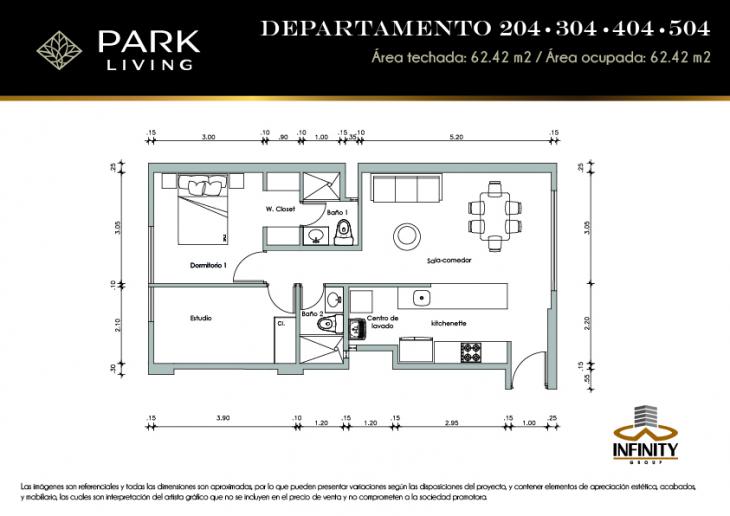 Plano del modelo TIPO 4 del proyecto PARK LIVING en Santiago De Surco