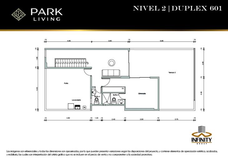 Plano del modelo DUPLEX 601 del proyecto PARK LIVING en Santiago De Surco