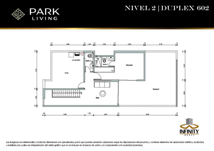 Plano del modelo DUPLEX 602 del proyecto PARK LIVING en Santiago De Surco