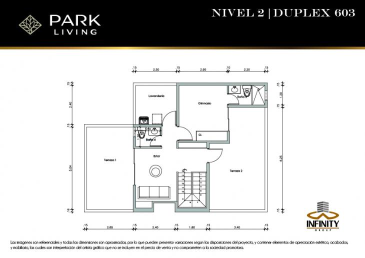 Plano del modelo DUPLEX 603 del proyecto PARK LIVING en Santiago De Surco